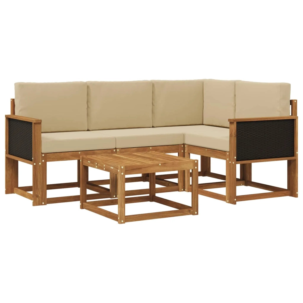 Set di divani da esterno 5 pcs Naturale e Beige Poliestere 3385184