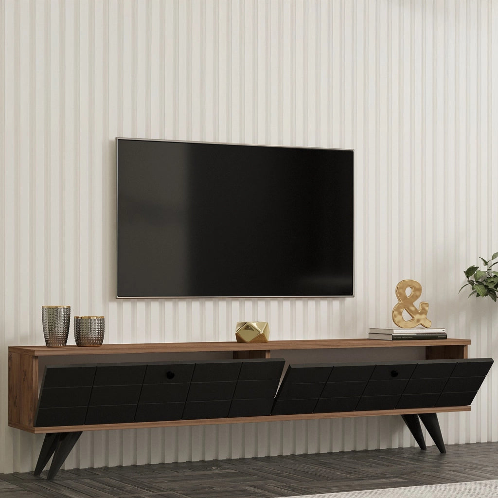Tresana, Mobile Porta tv 2 Ante, 160x25x35h cm Nero Antracite