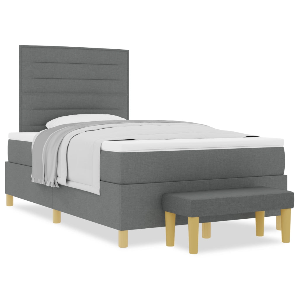 Letto a Molle con Materasso e Panca Grigio Scuro 120x200 cm Tessuto