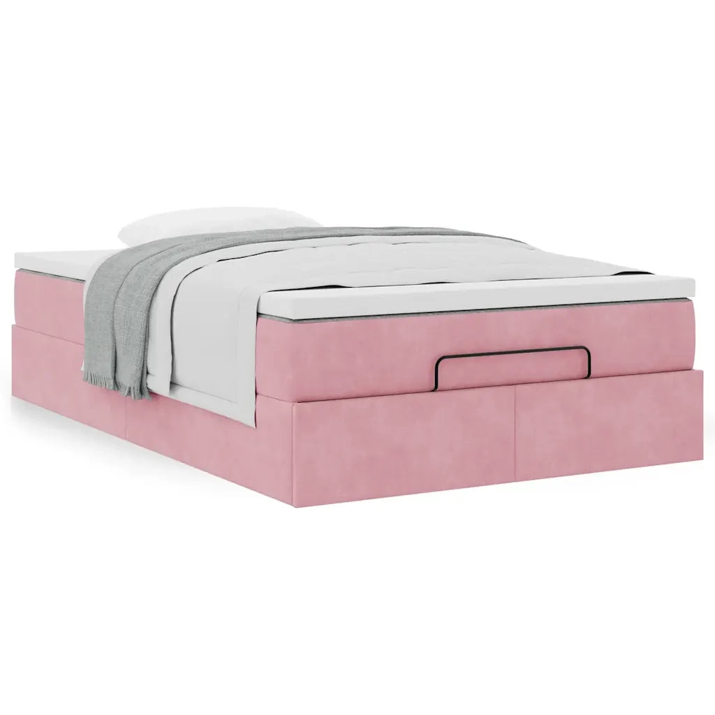 Pouf Letto con Materasso Rosa 120x190 cm Velluto 3311176