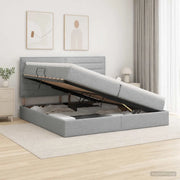 Letto con contenitore e materasso Grigio Chiaro 200 x 200 cm 3459462