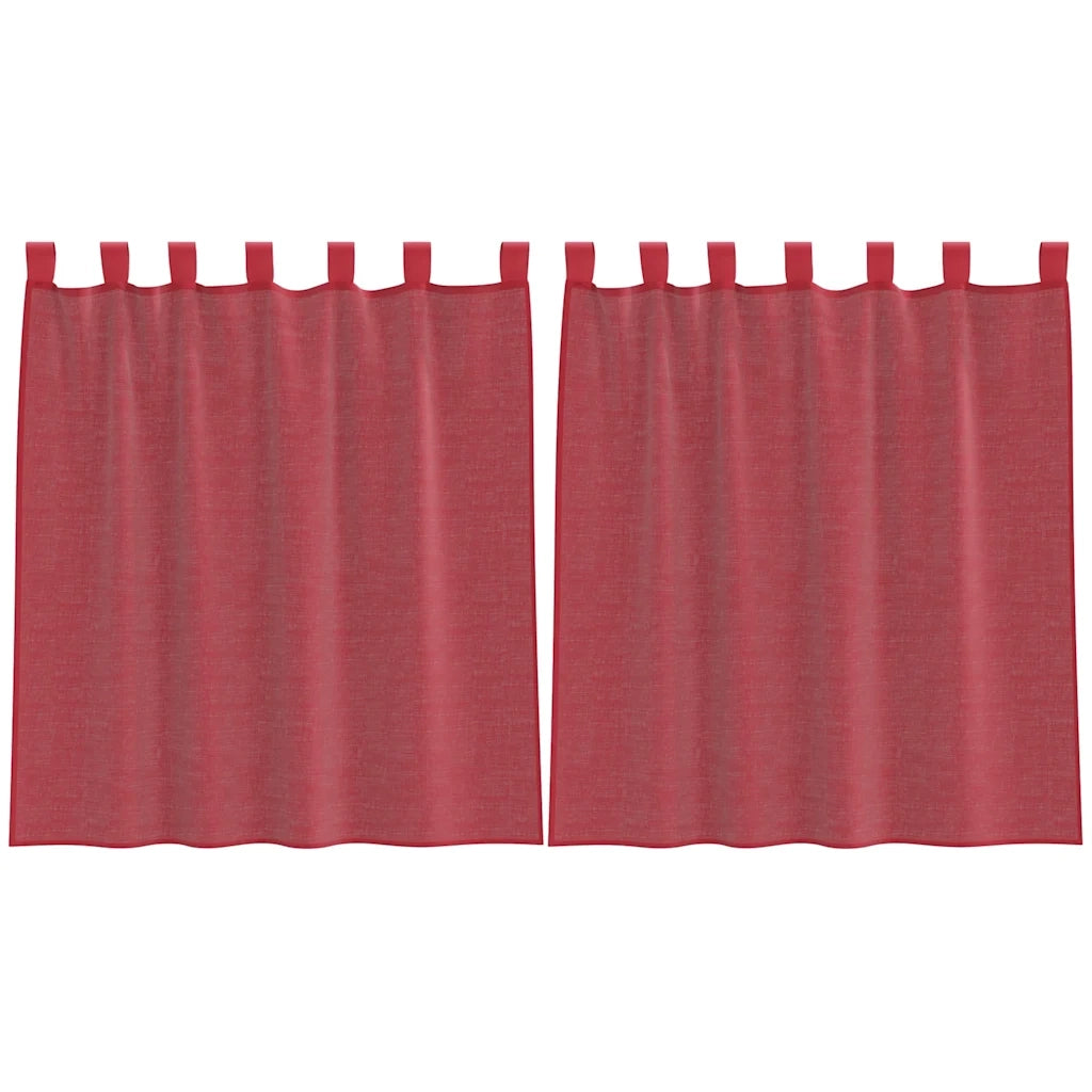 Tende in Voile con Passanti 2 pz Rosso Vino 140x140 cm 4102336