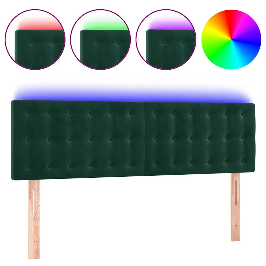 Testiera a LED-Testata con LED Verde Scuro 144x5x78/88 cm in Velluto 398678