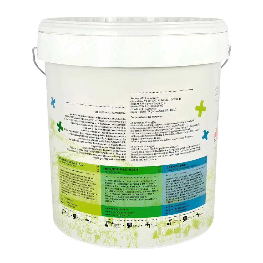Idropittura lavabile traspirante bianca interni umidità comfort fermamuffa plus *** formato 4 lt, confezione 1