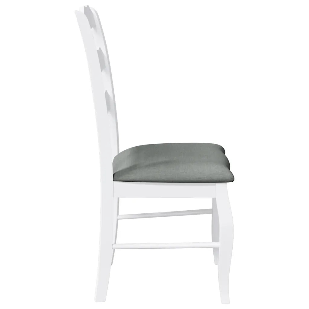 Sedie da Pranzo con Cuscini 2 pz Bianco Legno Massello di Hevea 4102495