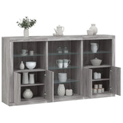 Credenza con Luci LED-Buffet-Armadio da cucina Grigio Sonoma 181,5x37x100 cm 393979