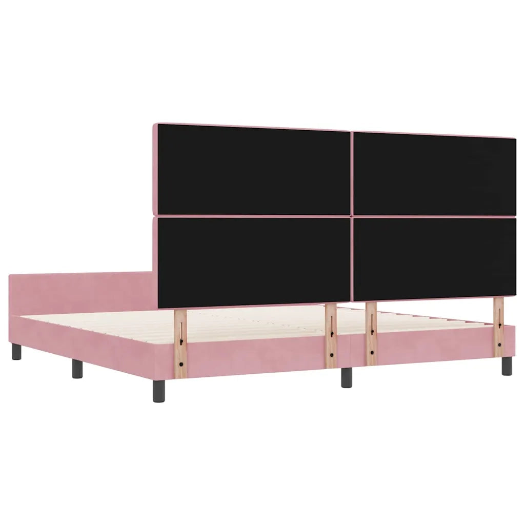 Letto a molle con testiera Rosa 200 x 200 cm Velluto 3344902