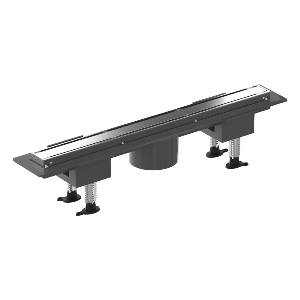 Canalina doccia 50 cm in alluminio reversibile scarico centrale, sifone e piletta inclusi
