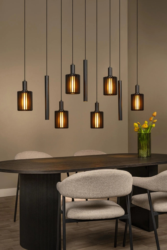 Lampada a sospensione nera LAMBRES 6xE27+3xGU10 Lucide
