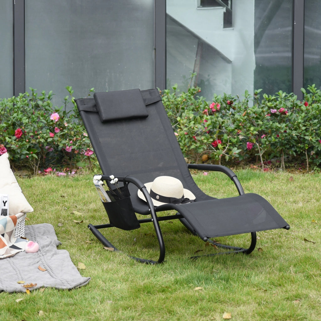 Poltrona Chaise Longue Dondolo ¨C Zephmum ¨C Grigio Tessuto