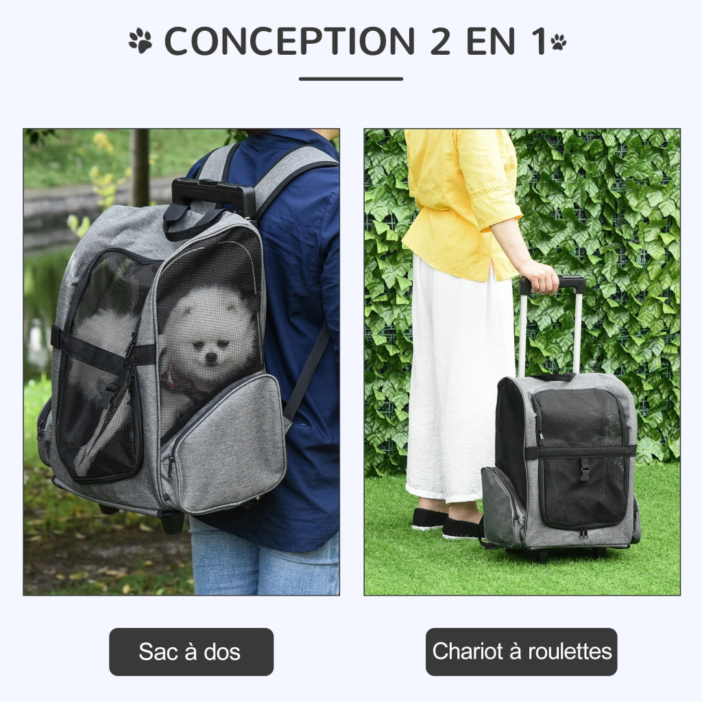 Trasportino per cani e gatti 2 in 1 ¨C zephmum ¨C 42x25x55 cm, grigio