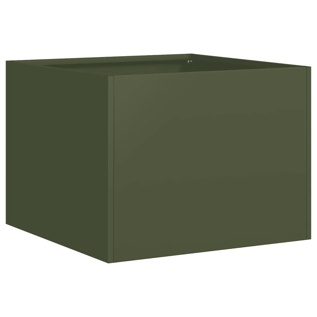 Fioriera-Vaso-Contenitore per Piante Verde Oliva 40x40x30 cm in Acciaio