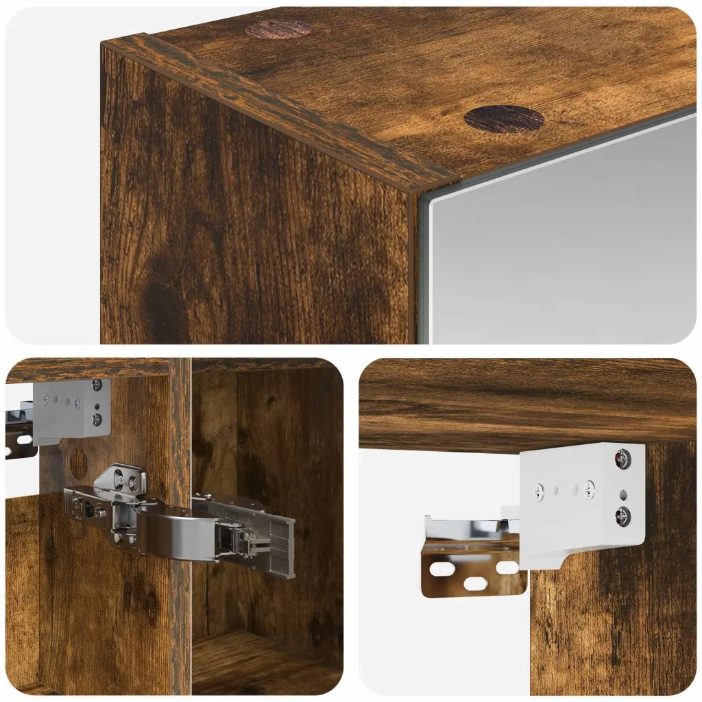 Mobiletto per specchio da bagno Rovere fumé 80 x 14.5 x 70 cm