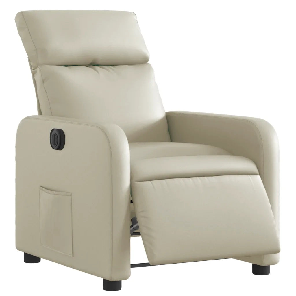 Poltrona | Sedia Relax Reclinabile Elettrica Crema in Similpelle