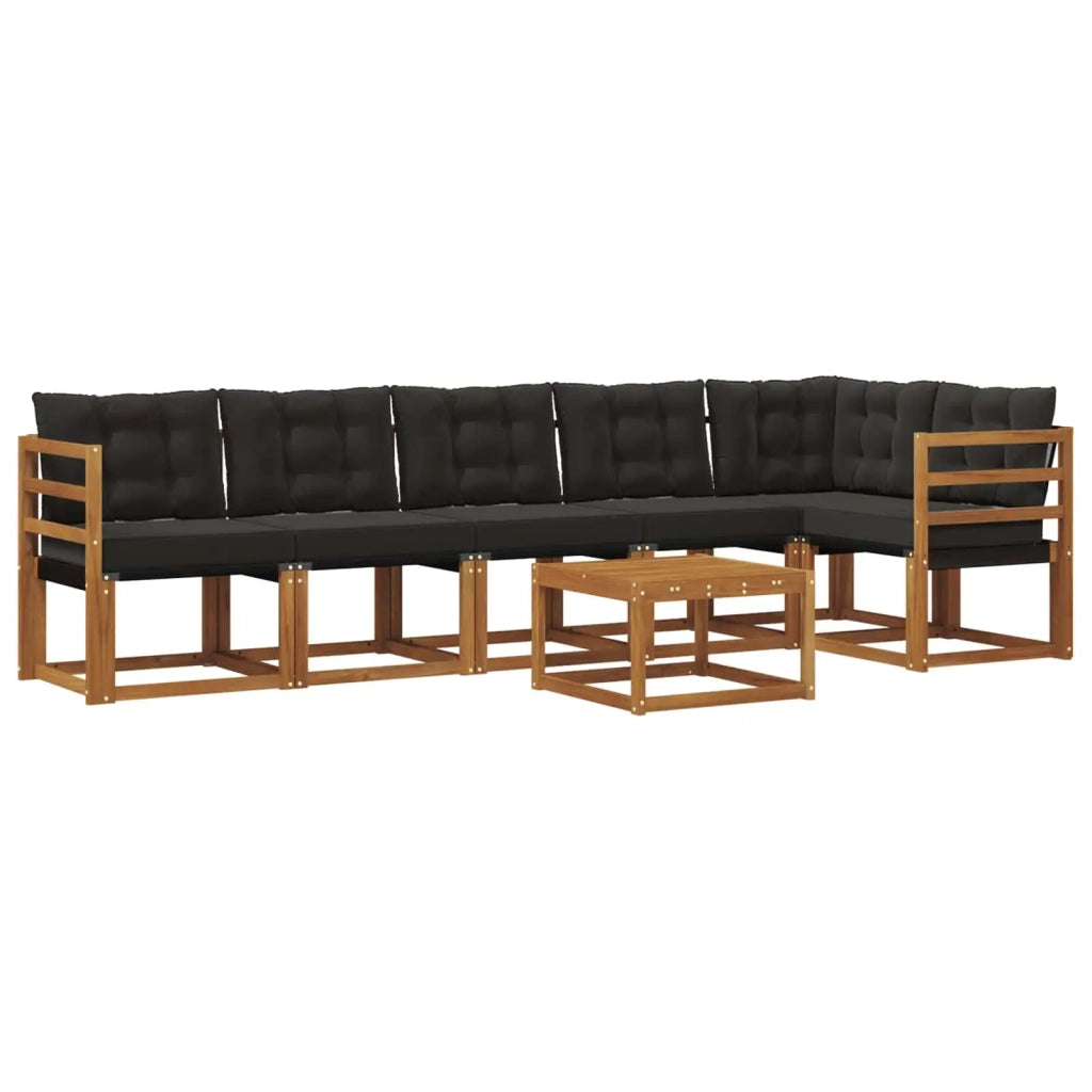 Set di divani da esterno con cuscino 7 pcs Naturale e Nero 3368727