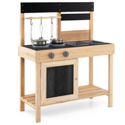 Cucina da esterno per bambini con 2 lavandini removibili, Set da cucina per bambini da cucina con spazio Naturale