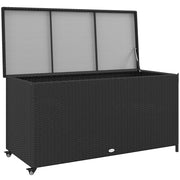 Baule da Giardino in Rattan PE con Ruote ¨C zephmum ¨C 121x57x67cm, Nero