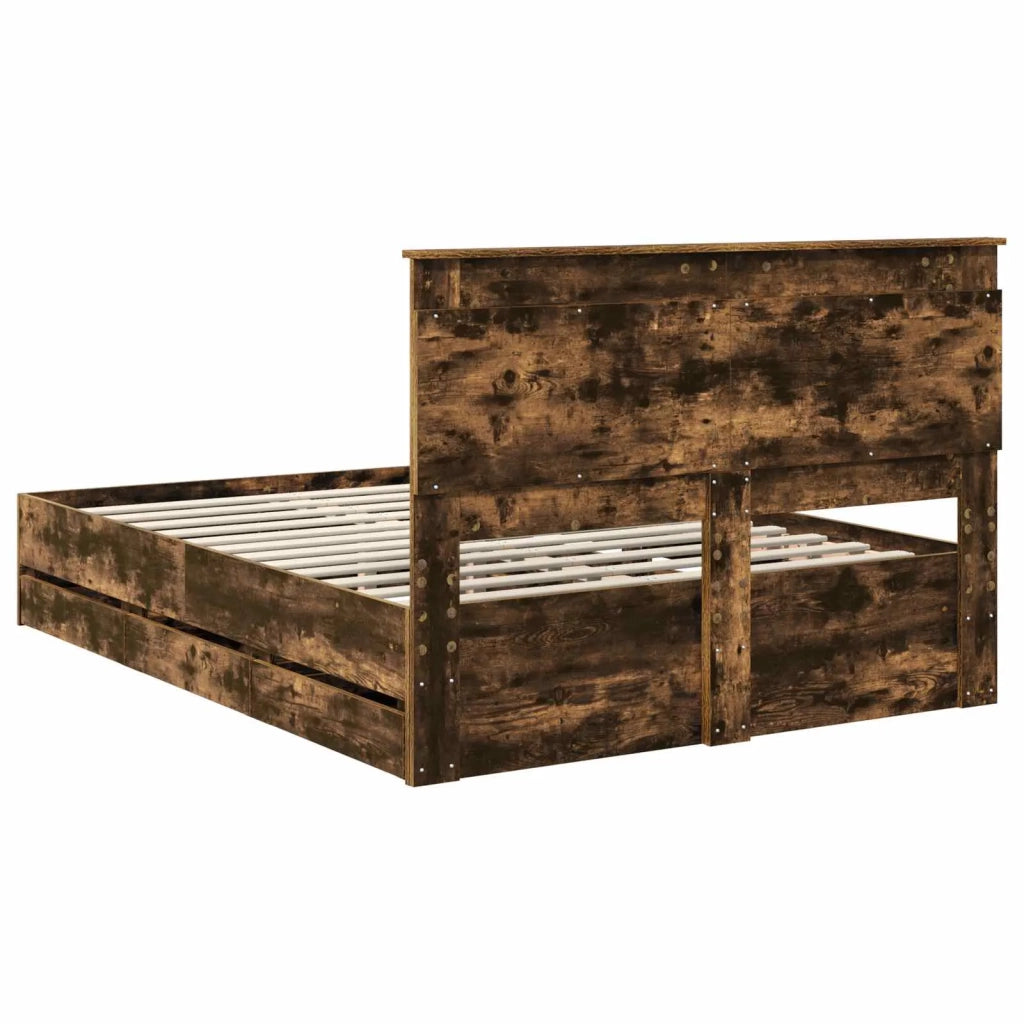 Struttura del letto con cassetto Rovere fumé 140 x 190 cm 3410175