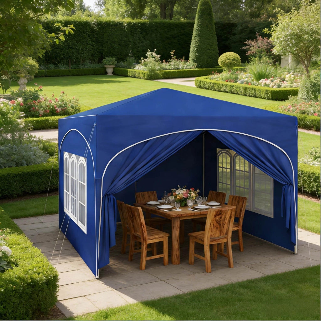 Gazebo pieghevole 3x3 m blu con pareti laterali e borsa