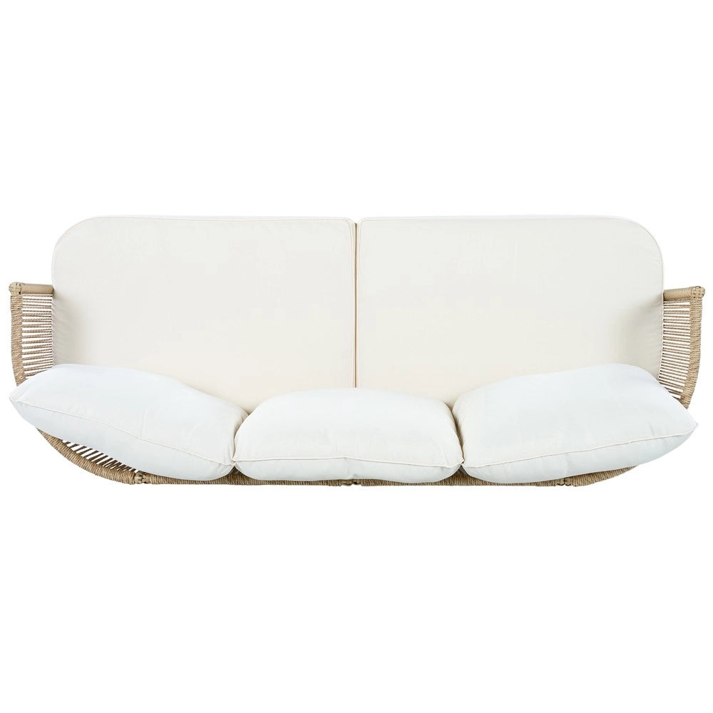 Set giardino 4 pezzi in rattan PE - Zephmum- Divano 3 posti, 2 poltrone, tavolo in vetro temperato