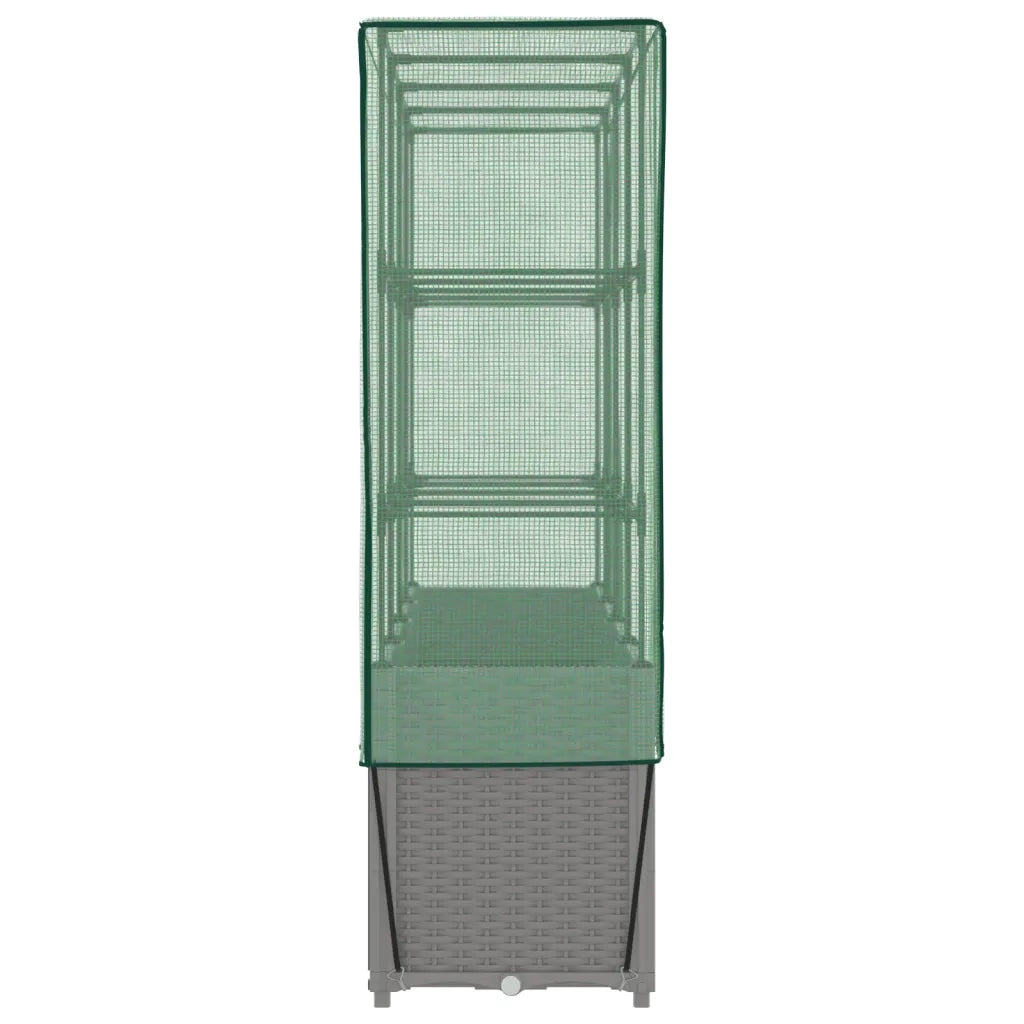 Fioriere | Cassetta per fiori | Letto Rialzato con Copertura Serra Effetto Rattan 160x40x153 cm