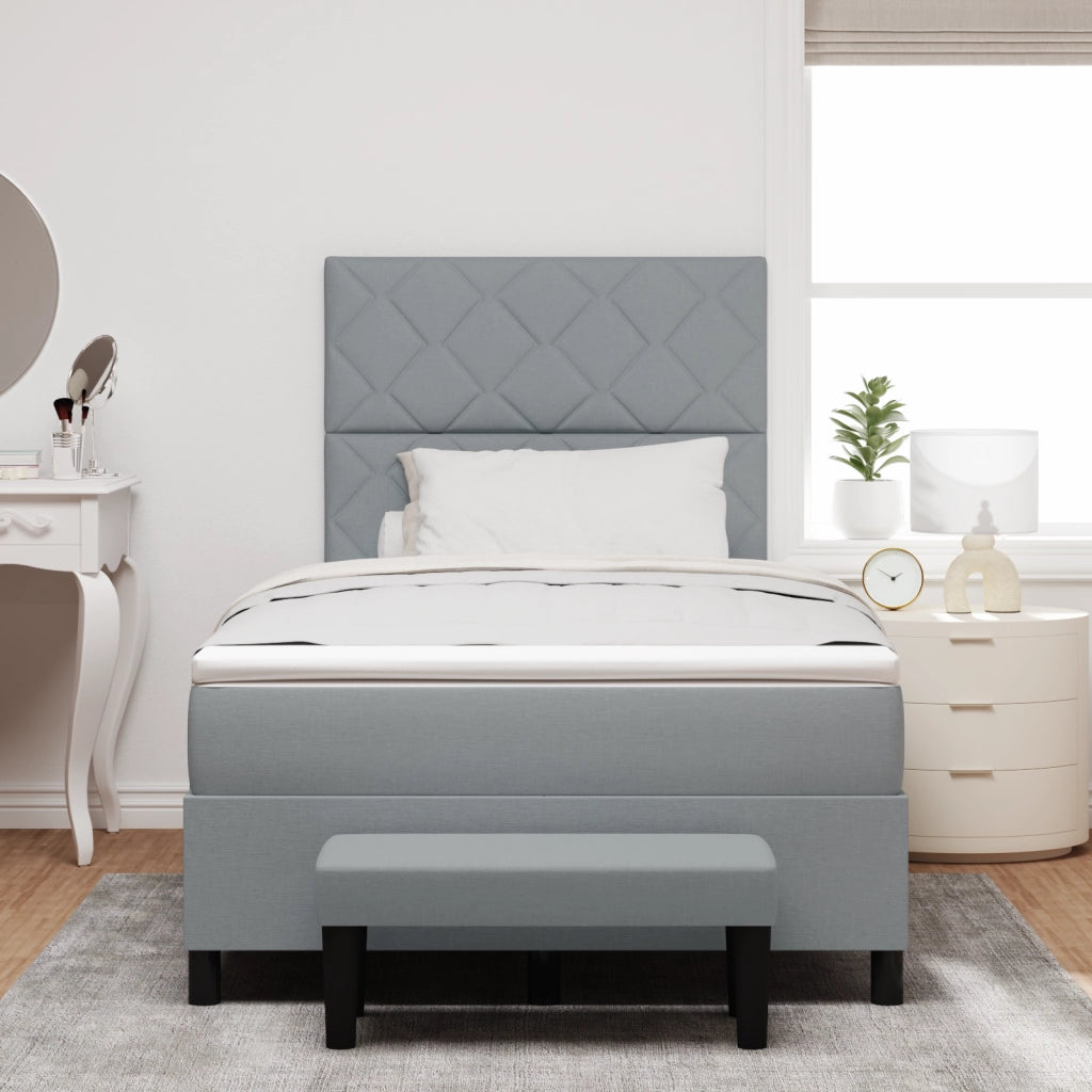 Letto a Molle con Materasso e Panchina Grigio Chiaro 120x200 cm Tessuto
