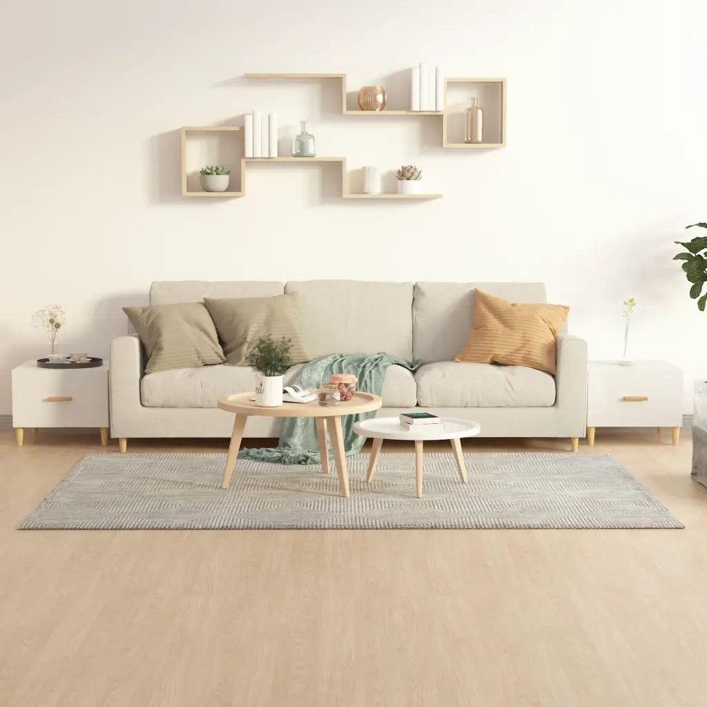 2 pz Tavolini salotto | Tavolino da caff¨¨ | Tavolino da Soggiorno Bianco Lucido 50x50x40cm Legno Multistrato