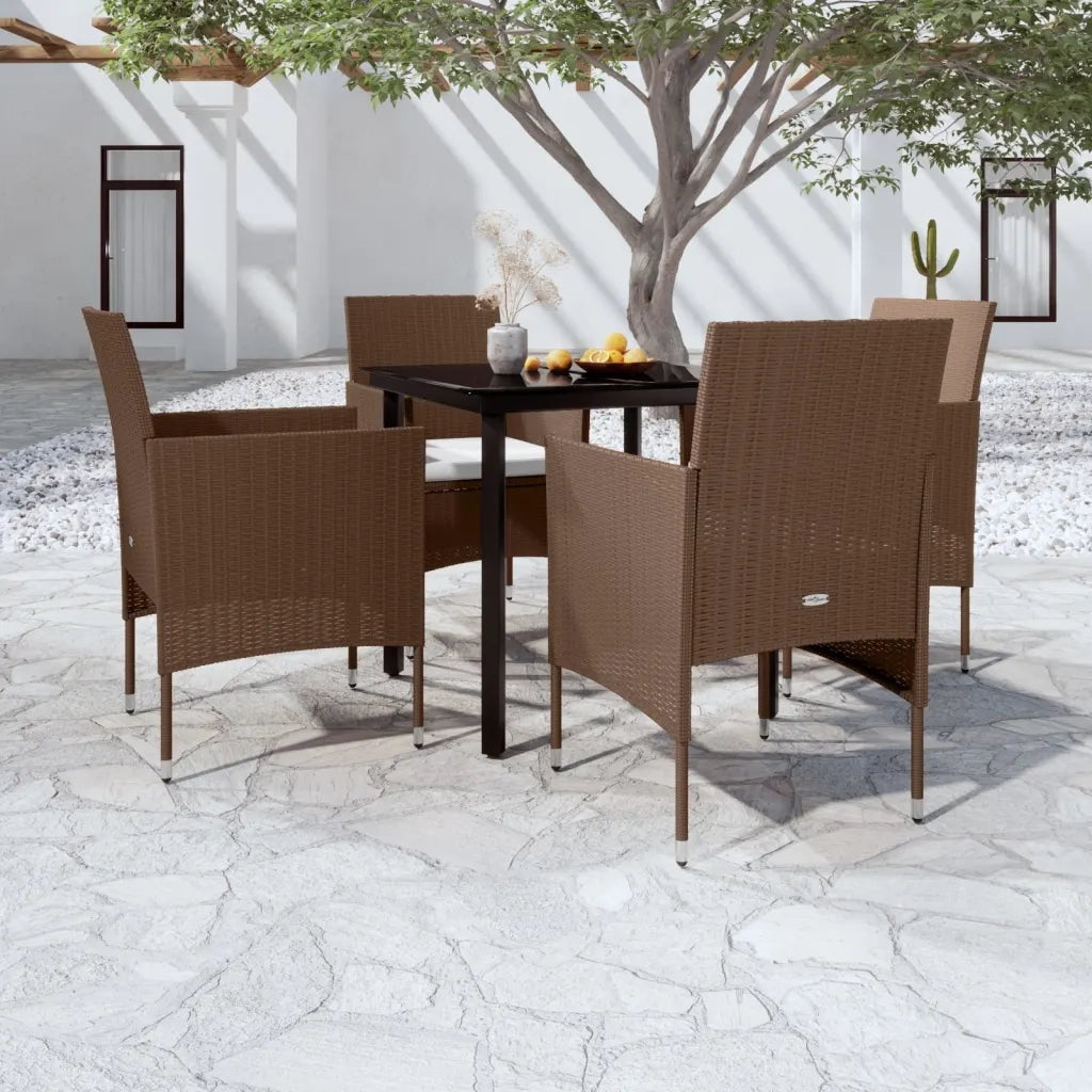 Set da Pranzo per Giardino 5 pz con Cuscini Marrone e Nero cod mxl 39830