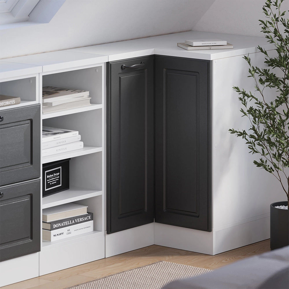 Mobile cucina angolare per sottotetto R-Line Antracite rustico/Bianco 75.6 cm con 1 porta, carcassa dell’armadio profondità 60 cm Vicco