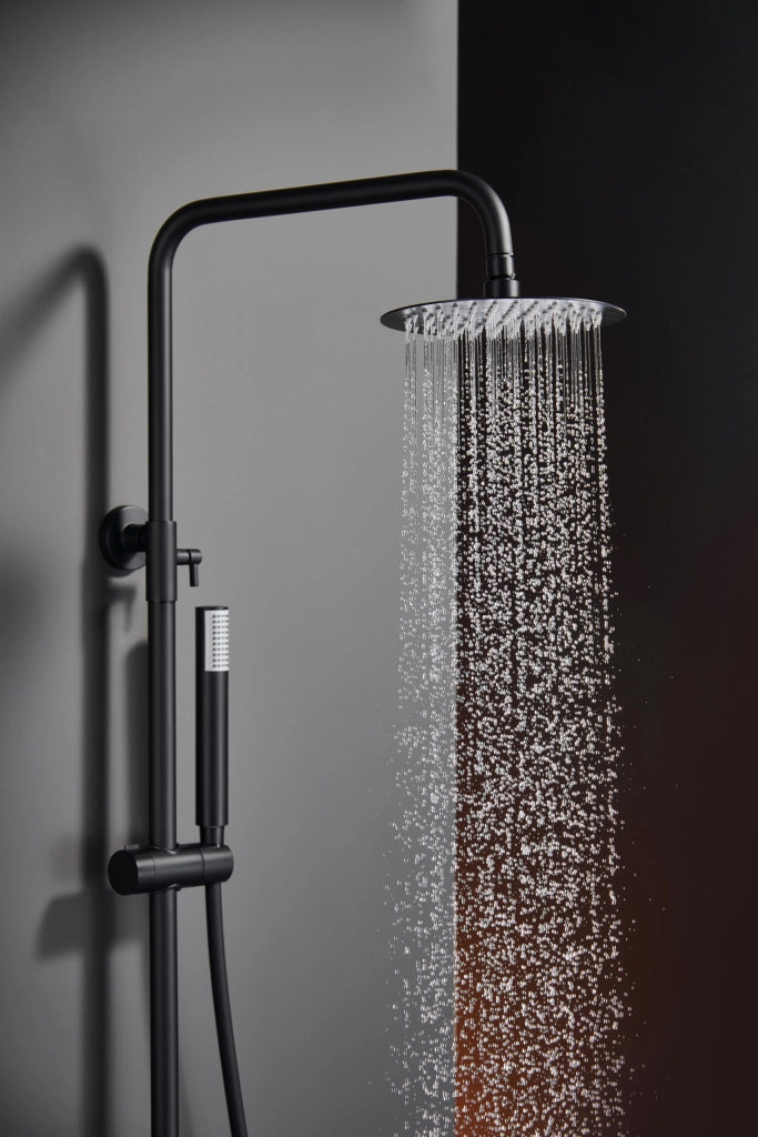 IMEX Colonna doccia monocomando cromo in acciaio-ottone soffione anticalcare Ø20 cartuccia ceramica Ø35 asta estensibile tubo e maniglia Imex-BDM039-NG