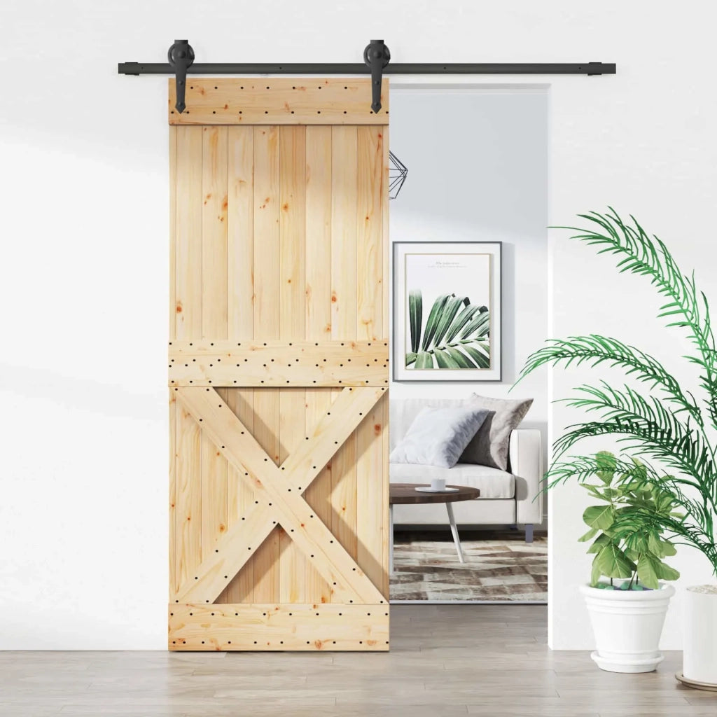 Porta scorrevole Naturale e Nero 80 x 210 cm