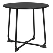 Tavolino da Caffè da Esterno Ø50 cm con Base a X e Piedini Antiscivolo in Metallo Nero