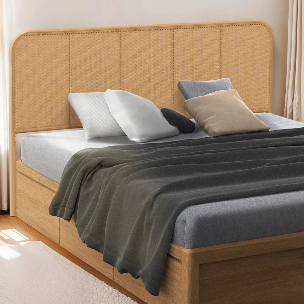 IDMarket - Cabecero de madera y caña FLORA 160 CM
