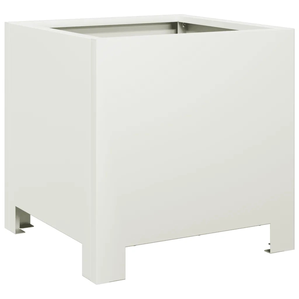 2 pz Fioriere | Cassetta per fiori | Vaso da Giardino Bianche 30x30x30 cm in Acciaio