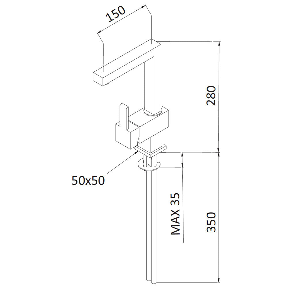 Rubinetto Miscelatore Monocomando Girevole Lavello Alto in Ottone Mariani Quadra Cromato