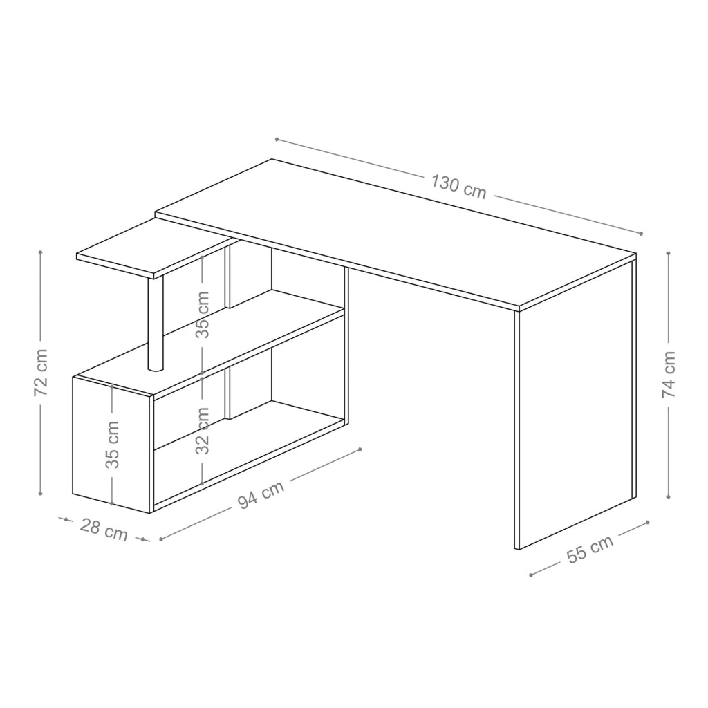 Scrivania in legno "Gelincik" - 130 x 109 x 74 cm - Bianco