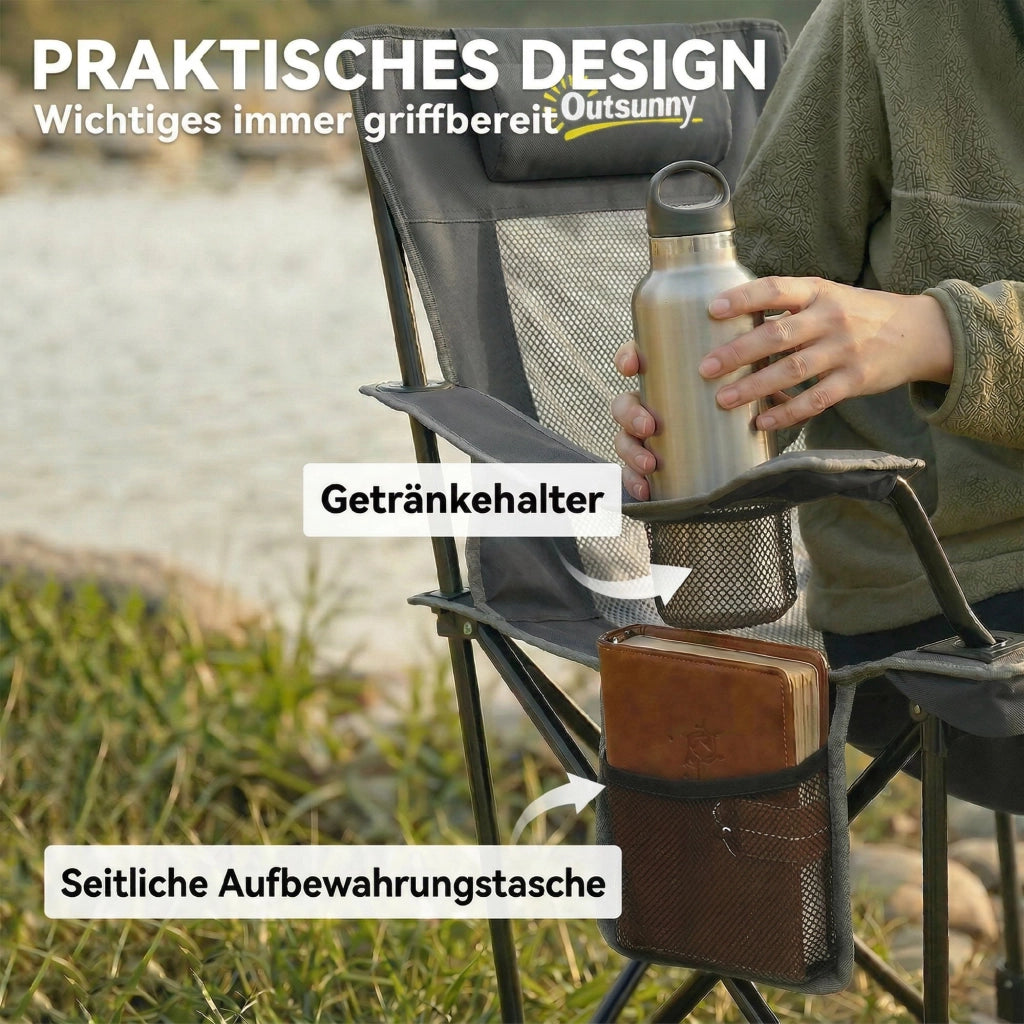 Sedia da campeggio pieghevole con schienale regolabile ¨C zephmum ¨C Grigio scuro