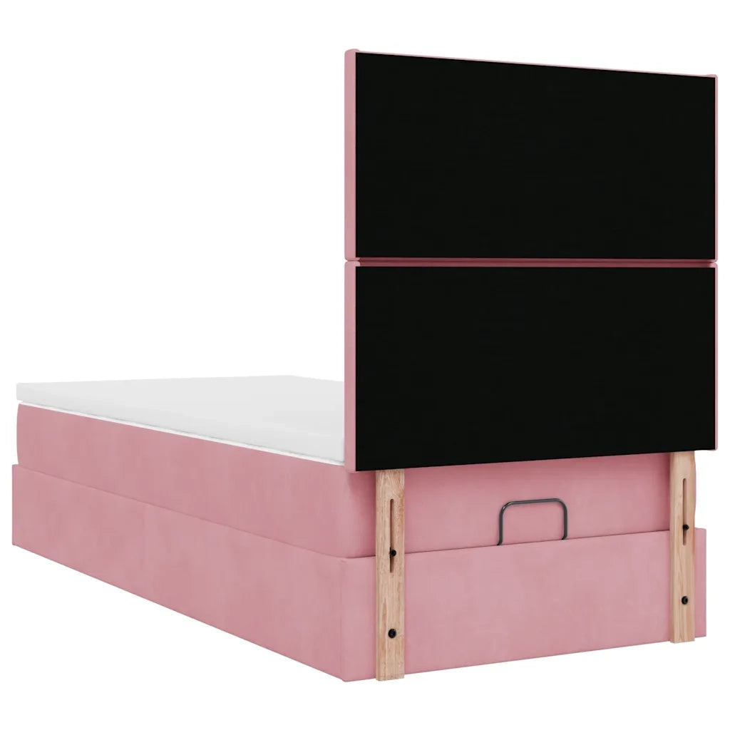 Struttura Letto Pouf con Materassi Rosa 100x200 cm Velluto 3313384
