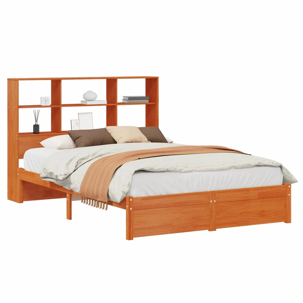 Struttura del letto con testiera contenitore-Giroletto con contenitore Marrone Cera 913133