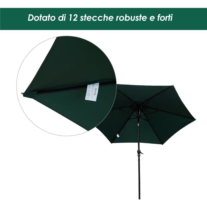 OMBRELLONE DA GIARDINO 2.7 × 2.35 M INCLINABILE ALLUMINIO E POLIESTERE VERDE