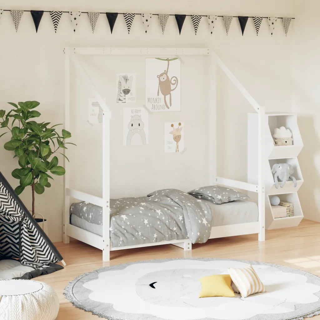 Giroletto per Bambini | Letto Infantile | Lettino Bianco 70x140cm in Legno Massello di Pino