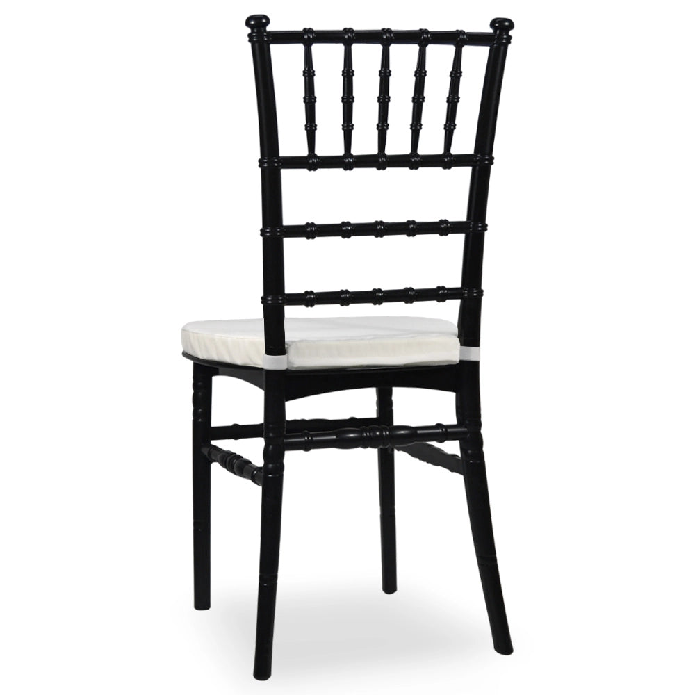 Set da 20 Sedie Chiavarine Plastica nere con cuscino antiscivolo bianco