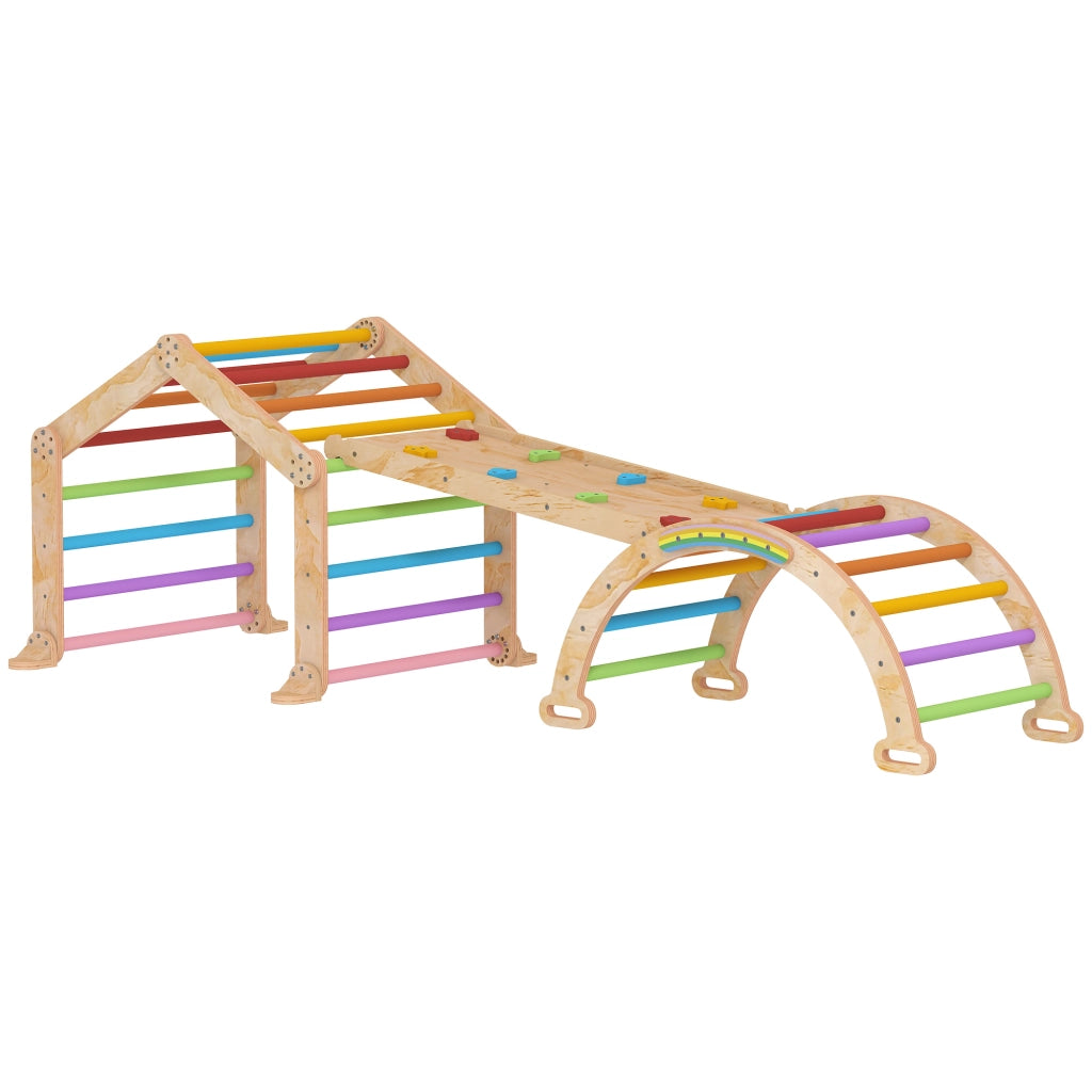 Triangolo di arrampicata con scivolo reversibile e altalena ¨C Xylo ¨C Struttura multicolore per bambini