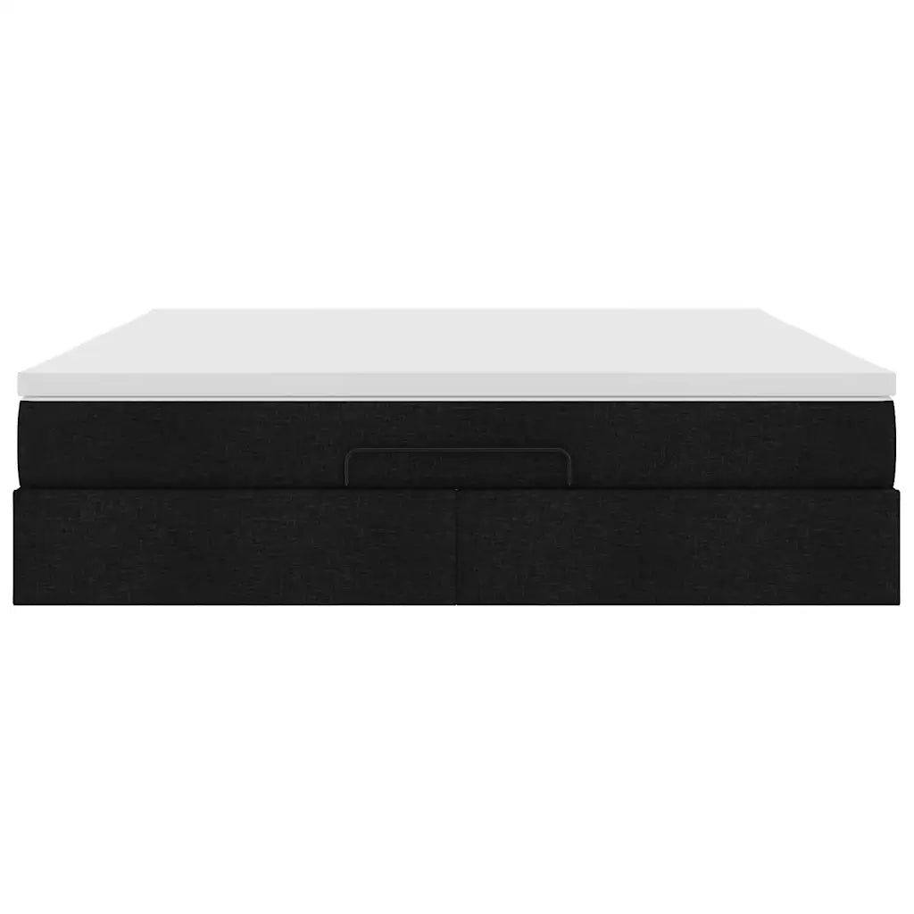Struttura Letto Pouf con Materasso Nero 160x200 cm in Tessuto 3311122