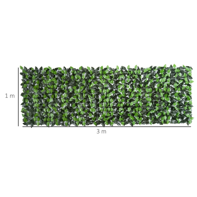 Siepe artificiale, pianta rampicante artificiale, decorazione per esterni, aspetto realistico, 300 cm x 100 cm, verde scuro