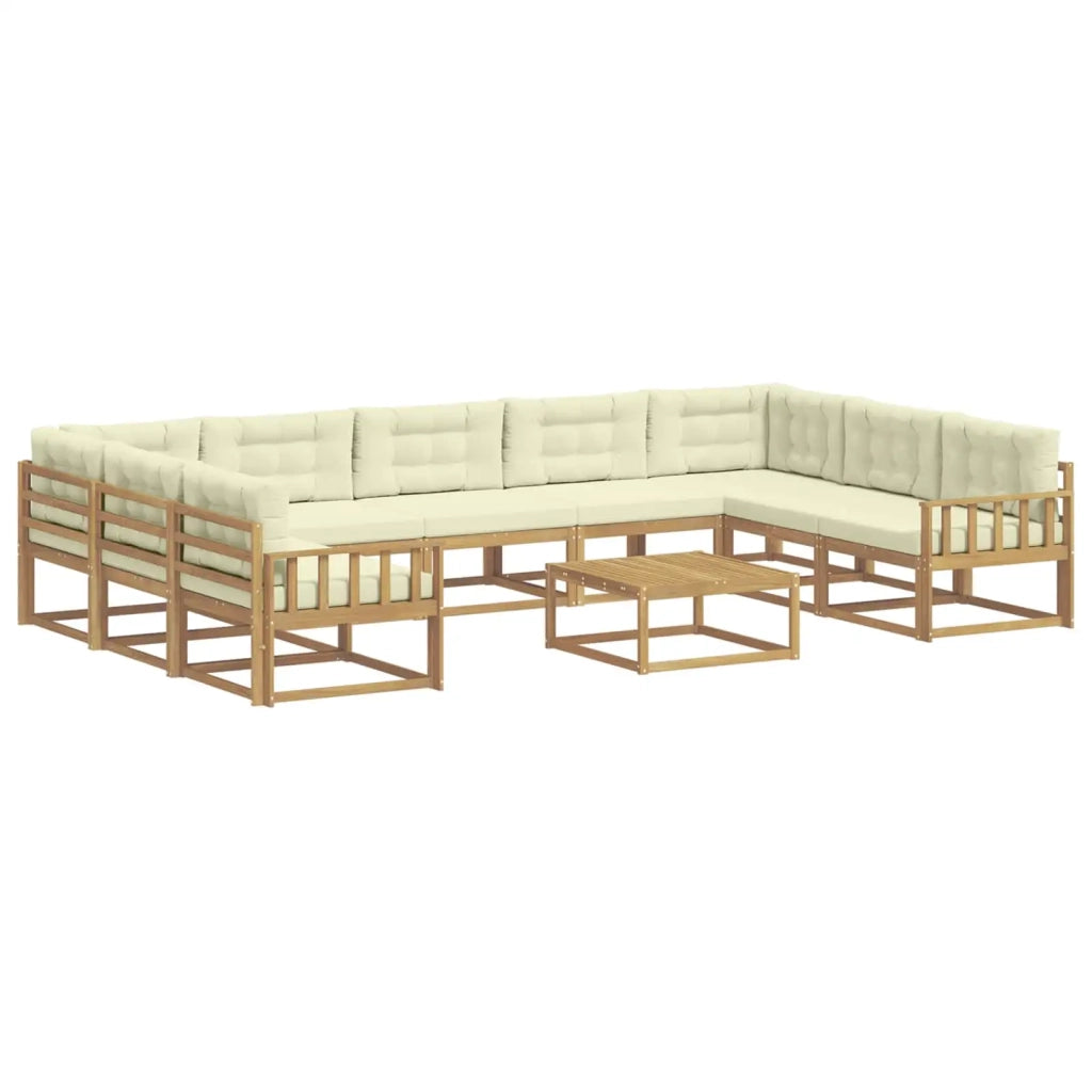 Set di divani da esterno con cuscino 10 pcs Bianco e Crema 3387064