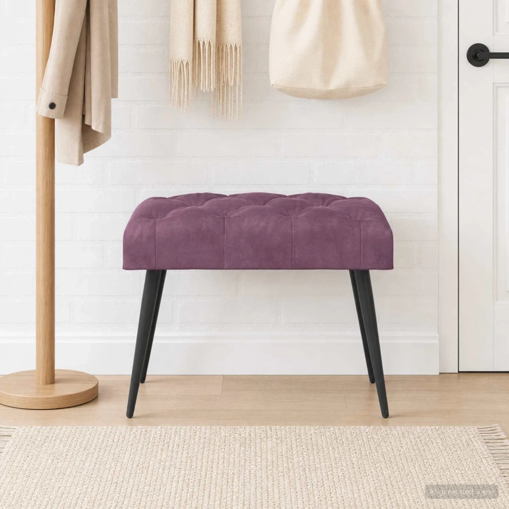Panchina con bottoni imbottiti Viola 60 x 40 x 45 cm Velluto 42038556