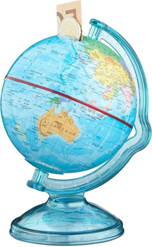 Porta moneta sfera rotativa con etichetta inglese - HBD 165 x 14 x 14 cm - blu
