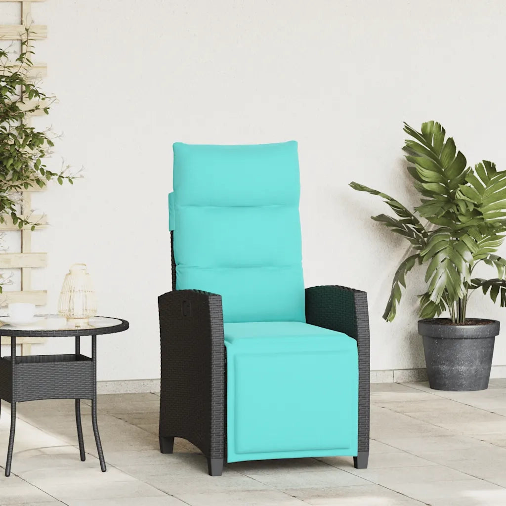 Sedia Reclinabile da Giardino con Tavolino Nera Polyrattan 4108279