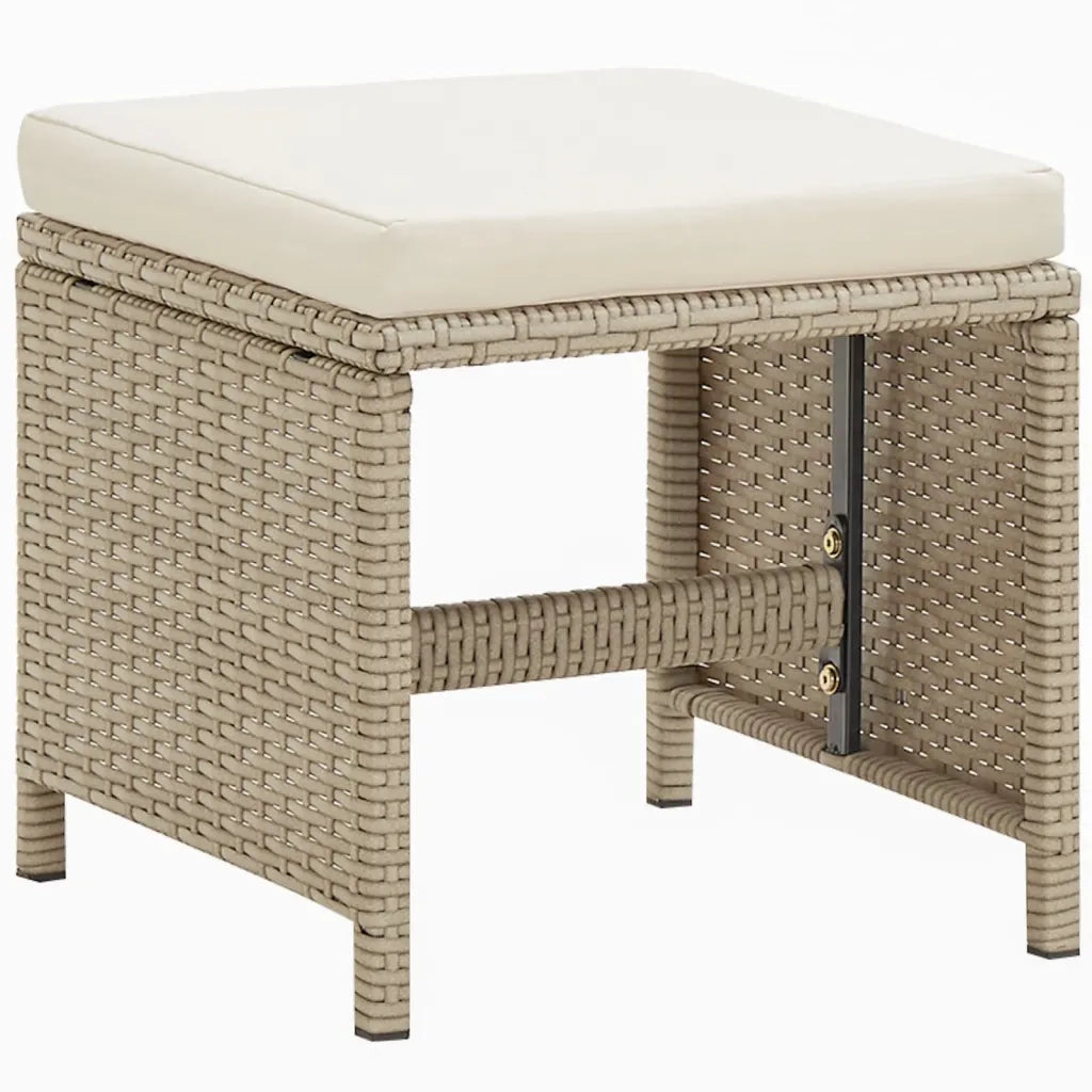 Set da Pranzo per Giardino 9pz con Cuscini in Polyrattan Beige cod mxl 38595